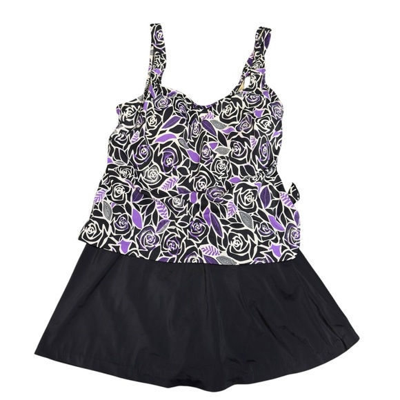 Vintage Maxine of Hollywood Purple Floral Swim Beach Vacation Dress - Picture 9 of 11